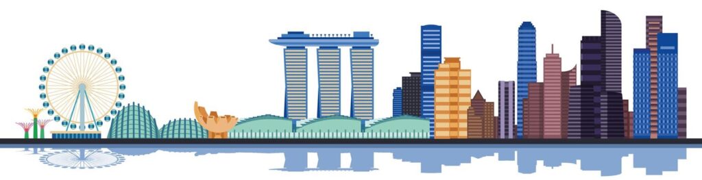Singpore Skyline Banner with Colour