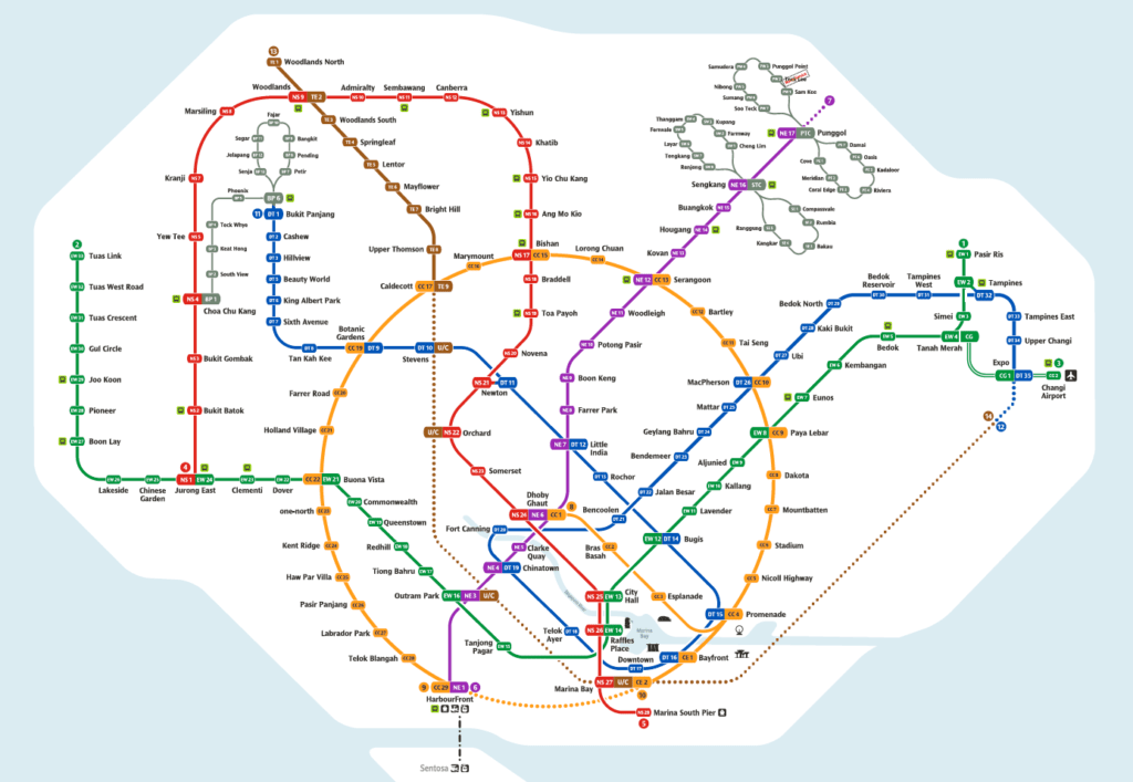 MRT Map for Train Transport to move around