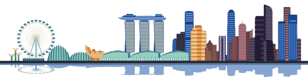 Transparent background singapore skyline with colour